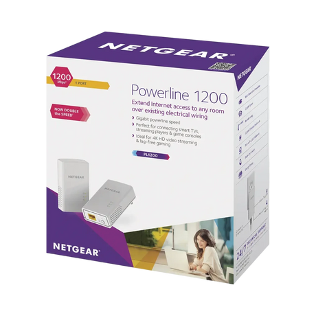 NETGEAR Powerline adapter Kit, 1200 Mbps Wall-plug, 1.2 Gigabit Ethernet Ports — Being Shipped
