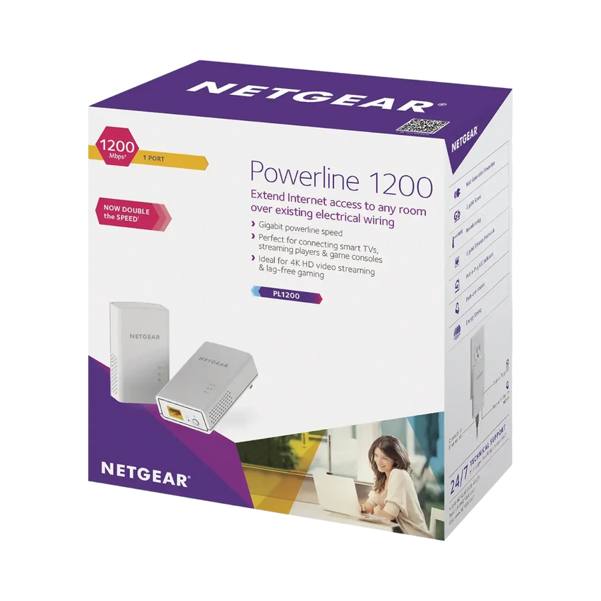 NETGEAR Powerline adapter Kit, 1200 Mbps Wall-plug, 1.2 Gigabit Ethernet Ports — Being Shipped