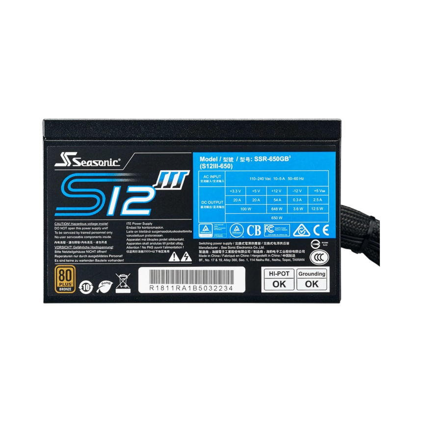 Seasonic Electronics S12III Series 650W 80 Plus Bronze ATX Power Supply — Being Shipped
