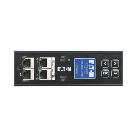 Eaton Managed Rack PDU G4, 0U, 41U, Universal Input, 5-23kW, 16-55A, 200-415V, 42 Outlets (24)C13 (18)C39, Front Entry Power Cord — Being Shipped