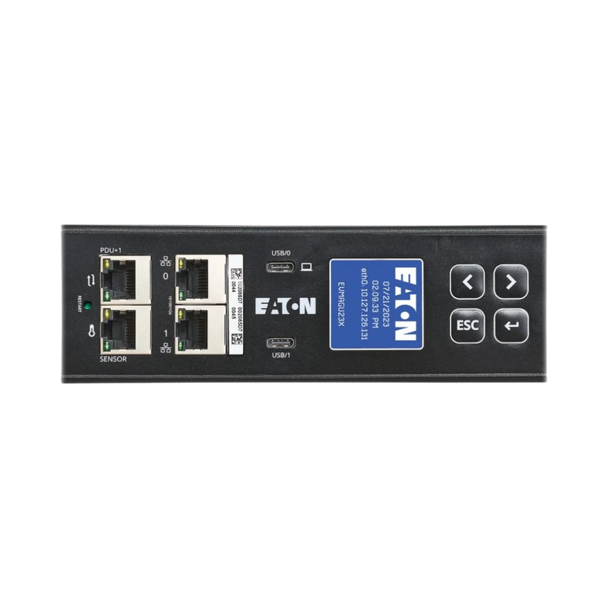 Eaton Managed Rack PDU G4, 0U, 41U, Universal Input, 5-23kW, 16-55A, 200-415V, 42 Outlets (24)C13 (18)C39, Front Entry Power Cord — Being Shipped