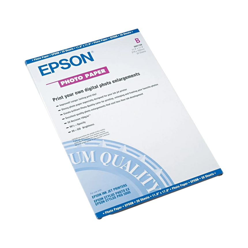 Epson Photo Paper Glossy (11 x 17", 20 Sheets) — Being Shipped