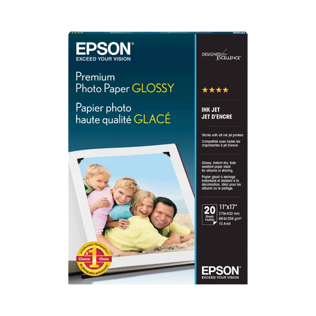 Epson Premium Photo Paper Glossy (11 x 17", 20 Sheets) — Being Shipped