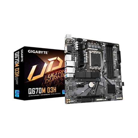Gigabyte Q670M D3H DDR4 Q670 Chipset LGA1700 Socket Micro ATX Motherboard — Being Shipped