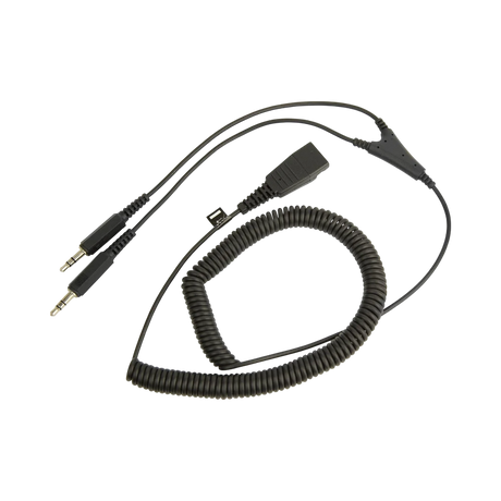 Jabra Coiled Quick Disconnect QD To Dual 3.5mm Jack Adapter Cable — Being Shipped