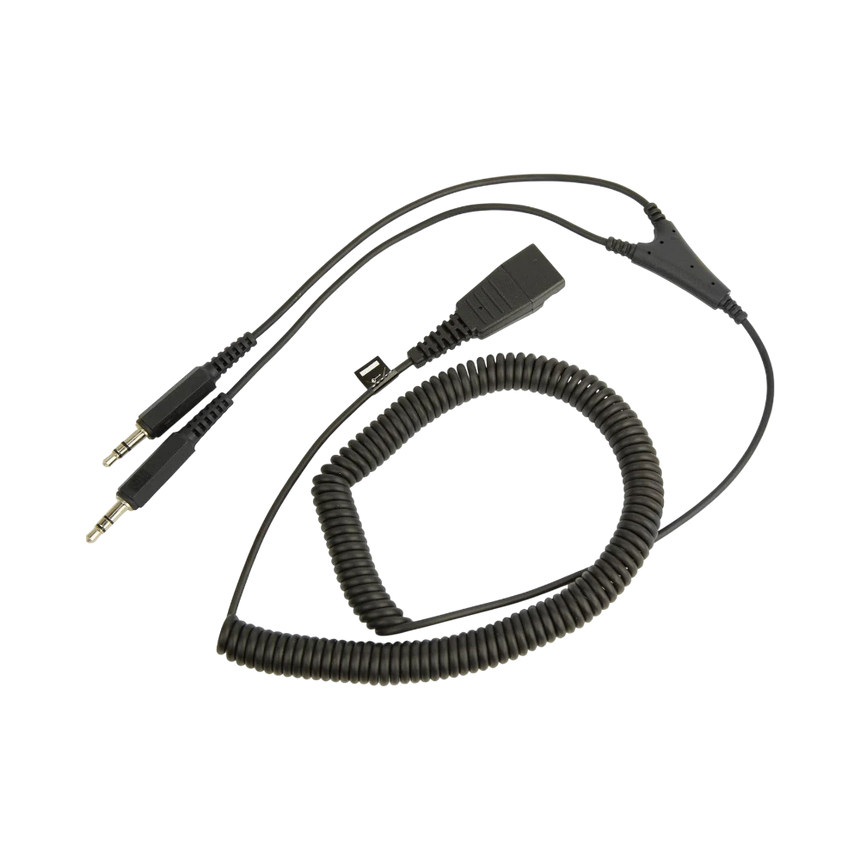 Jabra Coiled Quick Disconnect QD To Dual 3.5mm Jack Adapter Cable — Being Shipped