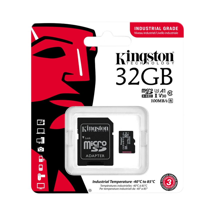 Kingston Industrial microSDHC 32GB C10 A1 pSLC Card with SD Adapter — Being Shipped