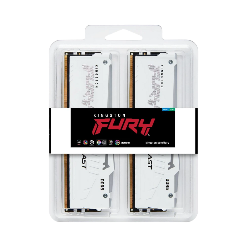 Kingston Fury Beast White RGB XMP 32GB DDR5 6000MT/s CL30 DIMM Gaming Memory Kit (2 x 16GB) — Being Shipped