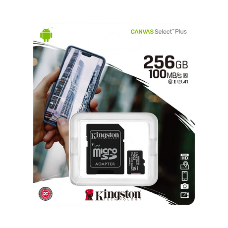 Kingston Canvas Select Plus 256GB UHS-I microSDXC Memory Card with SD Adapter — Being Shipped