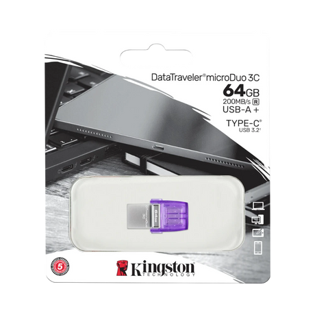 Kingston DataTraveler microDuo 3C 64GB 200MB/s USB 3.2 Gen 1 Flash Drive — Being Shipped