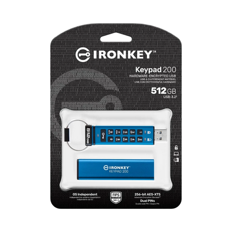 Kingston IronKey Keypad 200 512GB USB Type -A Hardware Encrypted Flash Drive — Being Shipped
