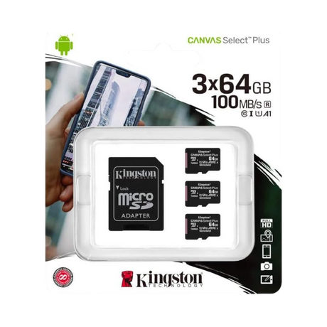 Kingston Canvas Select Plus 64GB UHS-I microSDXC Memory Card with SD Adapter (3-Pack) — Being Shipped
