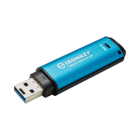 Kingston IronKey Vault Privacy 50 Series 64GB USB-A 3.2 Gen 1 Flash Drive (TAA Compliant) — Being Shipped