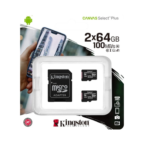 Kingston Canvas Select Plus 64GB UHS-I microSDXC Memory Card with SD Adapter (2-Pack) — Being Shipped