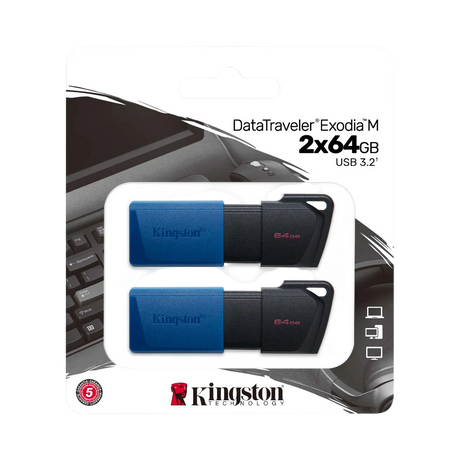 Kingston DataTraveler Exodia M 64GB USB Flash Drive (Blue, 2-Pack) — Being Shipped