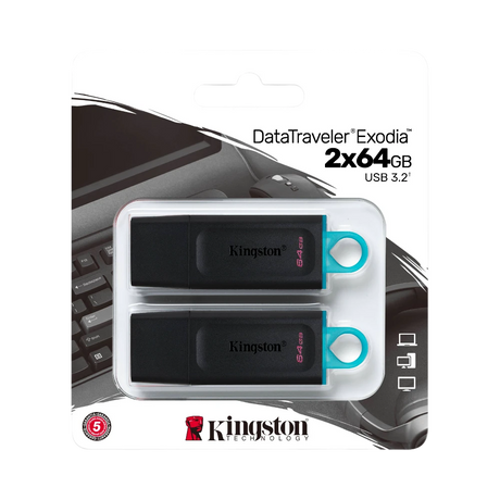 Kingston DataTraveler Exodia 64GB USB 3.2 Flash Drive (2-Pack, Blue) — Being Shipped