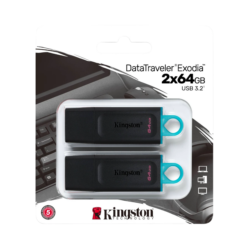Kingston DataTraveler Exodia 64GB USB 3.2 Flash Drive (2-Pack, Blue) — Being Shipped