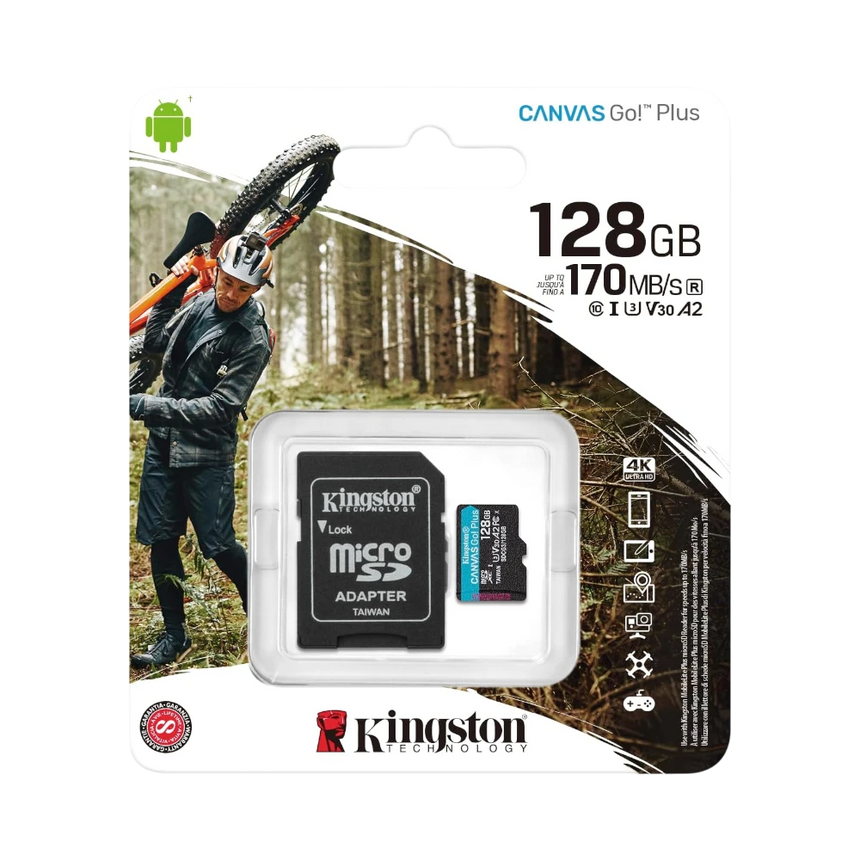 Kingston Canvas Go! Plus 128GB UHS-I microSDXC Memory Card with SD Adapter — Being Shipped
