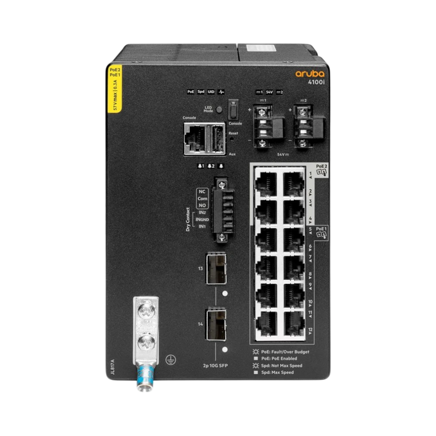 Aruba CX 4100i 12p 1GbE 8p Class4 PoE and 4p Class6 PoE 2p SFP+ DIN Mount Switch — Being Shipped