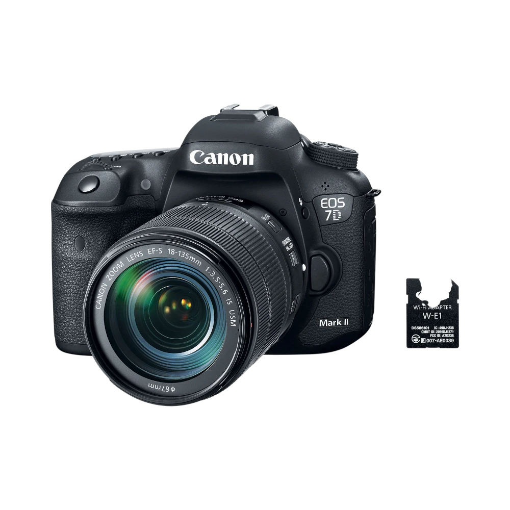 Canon EOS 7D Mark II DSLR Camera with 18-135mm f/3.5-5.6 IS USM Lens & W-E1 Wi-Fi Adapter — Being Shipped