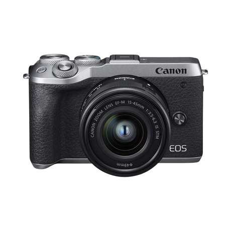 Canon EOS M6 Mark II Mirrorless Camera with 15-45mm Lens and EVF (Silver) — Being Shipped