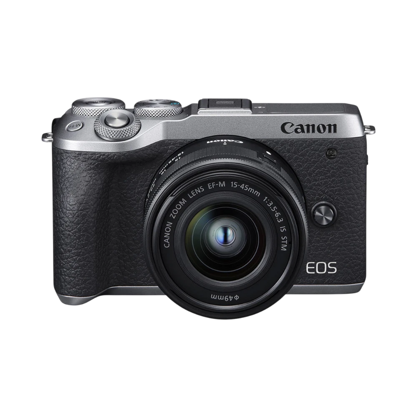 Canon EOS M6 Mark II Mirrorless Camera with 15-45mm Lens and EVF (Silver) — Being Shipped