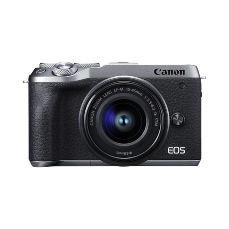 Canon EOS M6 Mark II Mirrorless Camera with 15-45mm Lens and EVF (Silver) — Being Shipped