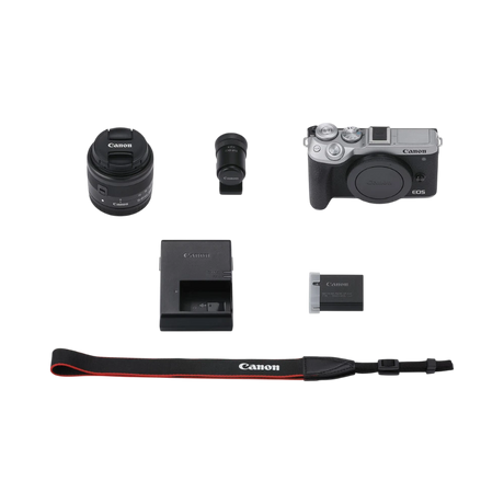 Canon EOS M6 Mark II Mirrorless Camera with 15-45mm Lens and EVF (Silver) — Being Shipped