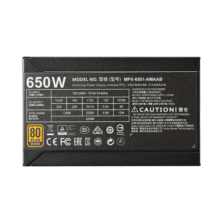 Cooler Master MasterWatt 650 650W 80 Plus Bronze Semi-Modular Power Supply — Being Shipped