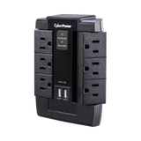 CyberPower P600WSURC1 6-Outlet Home Office Surge Protector (Black, Wall Tap) — Being Shipped
