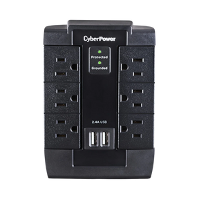 CyberPower P600WSURC1 6-Outlet Home Office Surge Protector (Black, Wall Tap) — Being Shipped