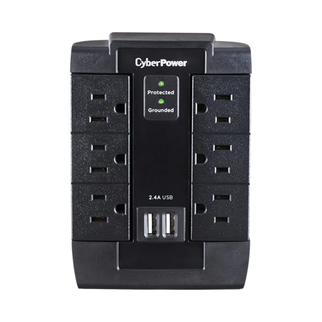 CyberPower P600WSURC1 6-Outlet Home Office Surge Protector (Black, Wall Tap) — Being Shipped