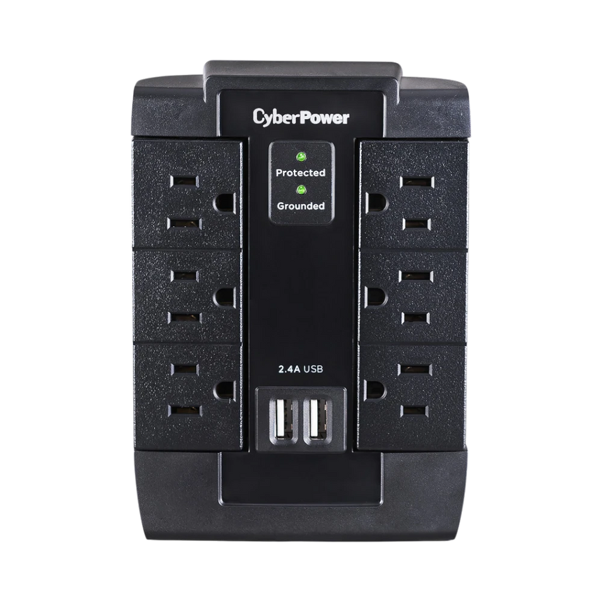 CyberPower P600WSURC1 6-Outlet Home Office Surge Protector (Black, Wall Tap) — Being Shipped