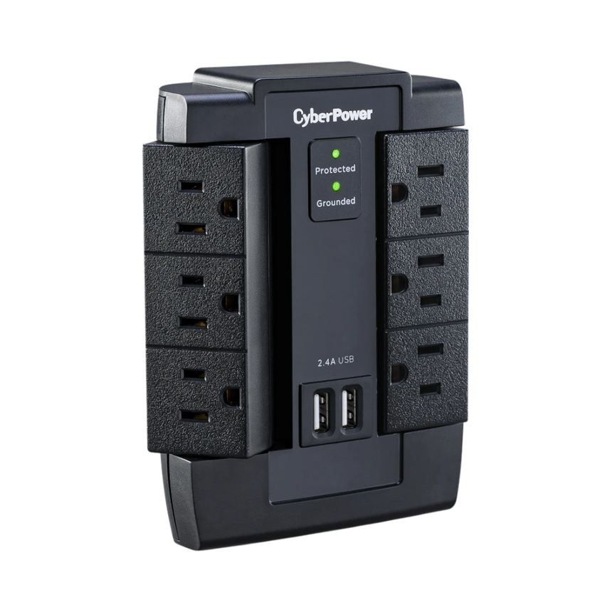 CyberPower P600WSURC1 6-Outlet Home Office Surge Protector (Black, Wall Tap) — Being Shipped