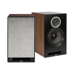 ELAC Debut Reference Two-Way Bookshelf Speaker (Black Baffle, Walnut Cabinet, Pair) — Being Shipped