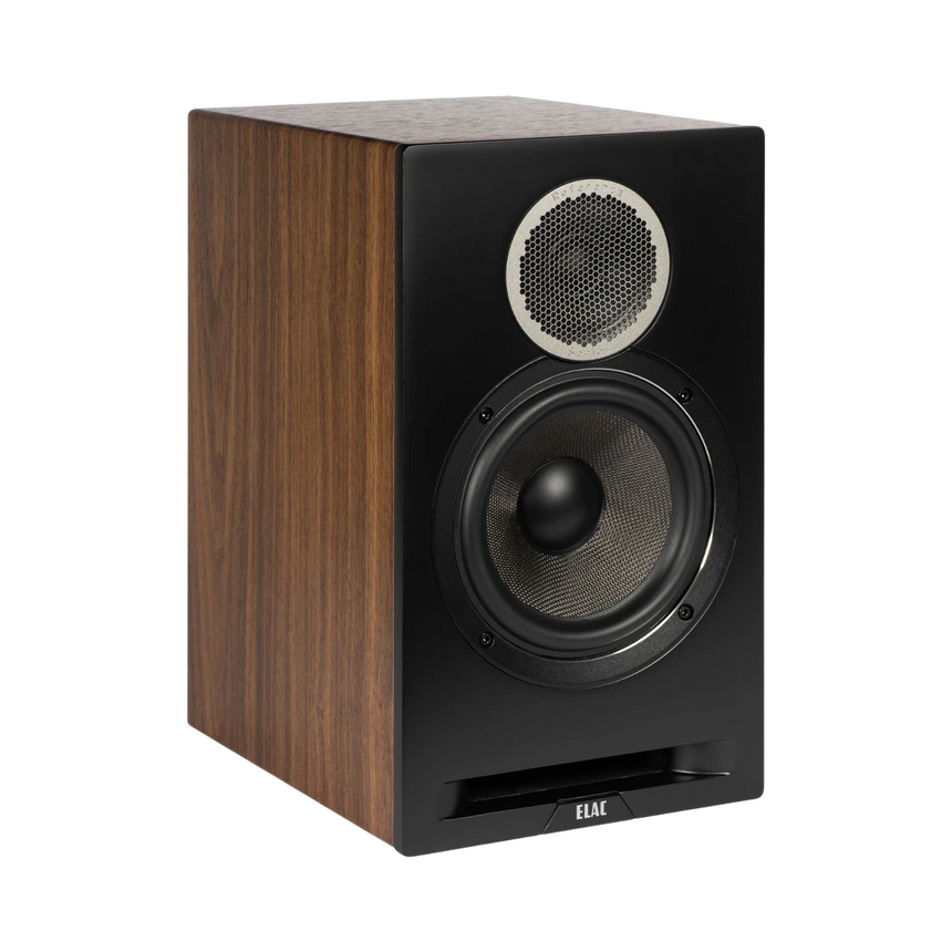ELAC Debut Reference Two-Way Bookshelf Speaker (Black Baffle, Walnut Cabinet, Pair) — Being Shipped