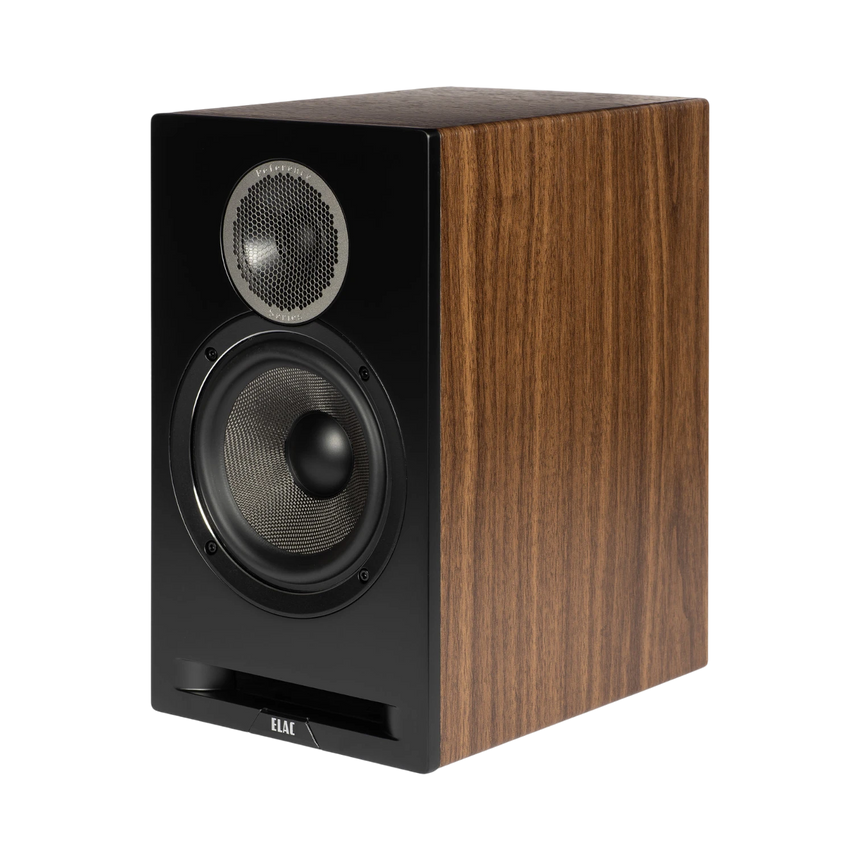 ELAC Debut Reference Two-Way Bookshelf Speaker (Black Baffle, Walnut Cabinet, Pair) — Being Shipped
