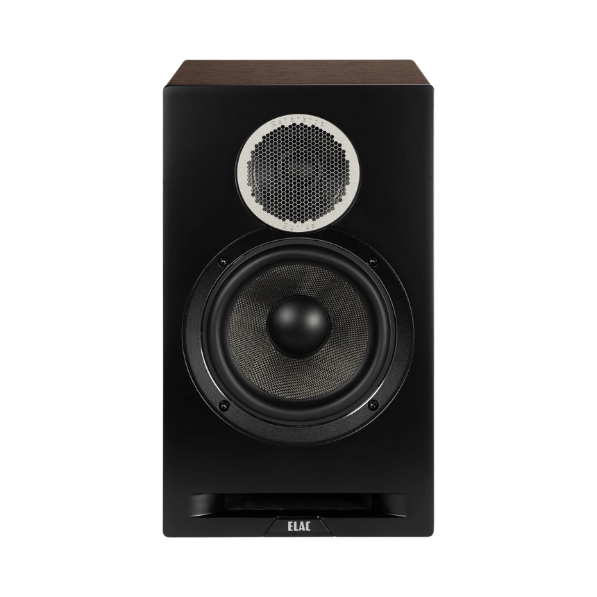 ELAC Debut Reference Two-Way Bookshelf Speaker (Black Baffle, Walnut Cabinet, Pair) — Being Shipped