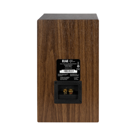 ELAC Debut Reference Two-Way Bookshelf Speaker (Black Baffle, Walnut Cabinet, Pair) — Being Shipped