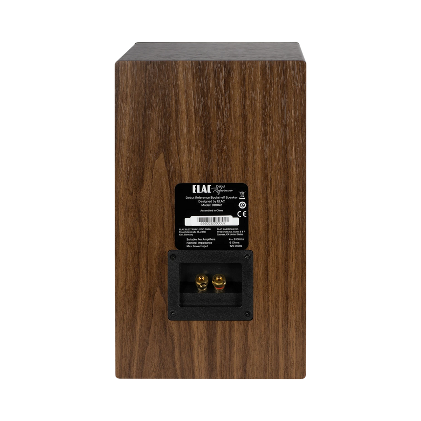 ELAC Debut Reference Two-Way Bookshelf Speaker (Black Baffle, Walnut Cabinet, Pair) — Being Shipped