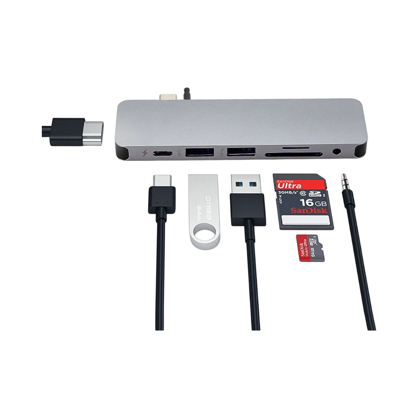 Hyper HyperDrive Solo 2-Port USB 3.1 Gen 1 Type-A Hub with HDMI, USB Type-C, microSD, SD, & 3.5mm Audio (Gray) — Being Shipped