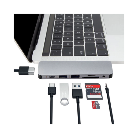 Hyper HyperDrive Solo 2-Port USB 3.1 Gen 1 Type-A Hub with HDMI, USB Type-C, microSD, SD, & 3.5mm Audio (Gray) — Being Shipped