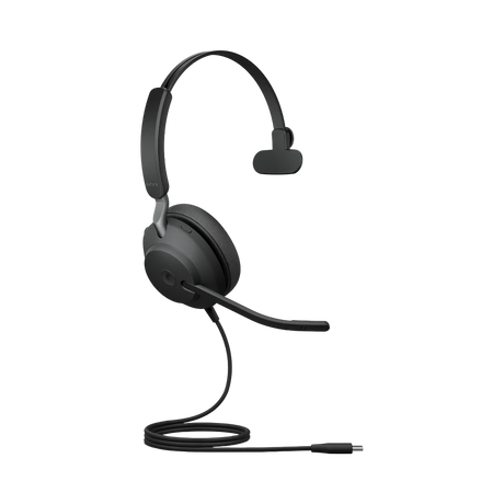 Jabra Evolve2 40 Mono Wired On-Ear Headset (Microsoft Teams, USB Type-C, Black) — Being Shipped