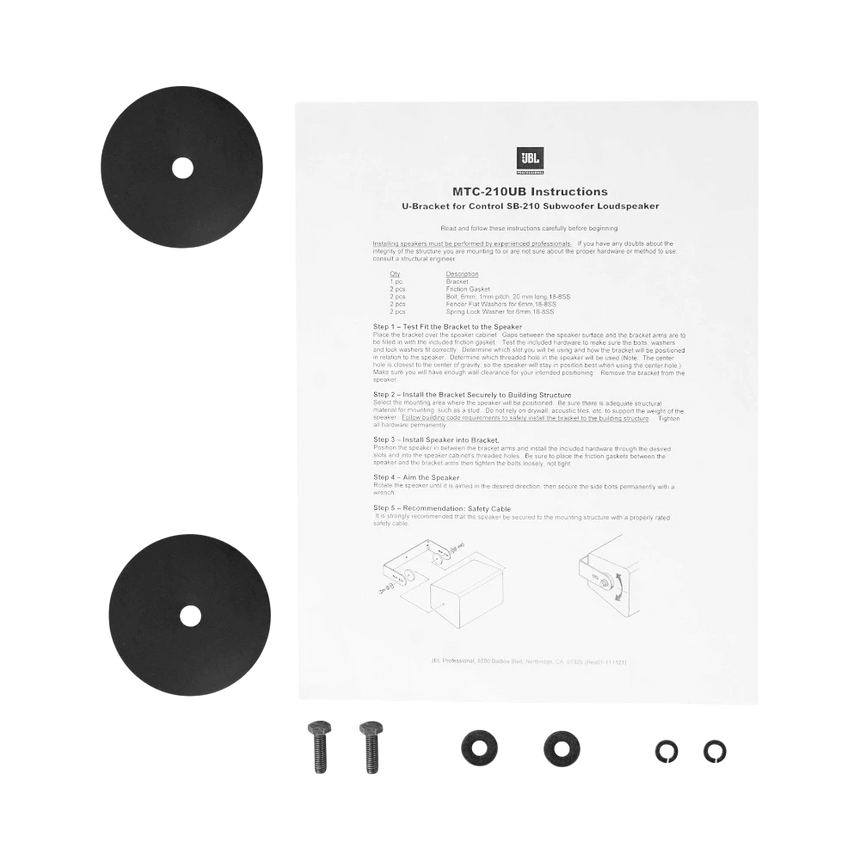 JBL Wall-Mount U-Bracket for SB-210 Subwoofer (Black) — Being Shipped