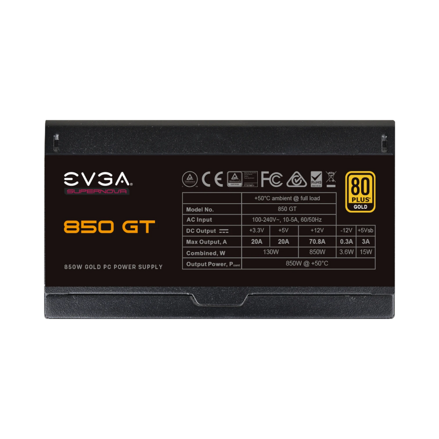 EVGA SuperNOVA 850 GT, 80 Plus Gold 850W, Fully Modular, Auto Eco Mode with FDB Fan, 7 Year Warranty, Includes Power ON Self Tester, Compact 150mm Size, Power Supply — Being Shipped