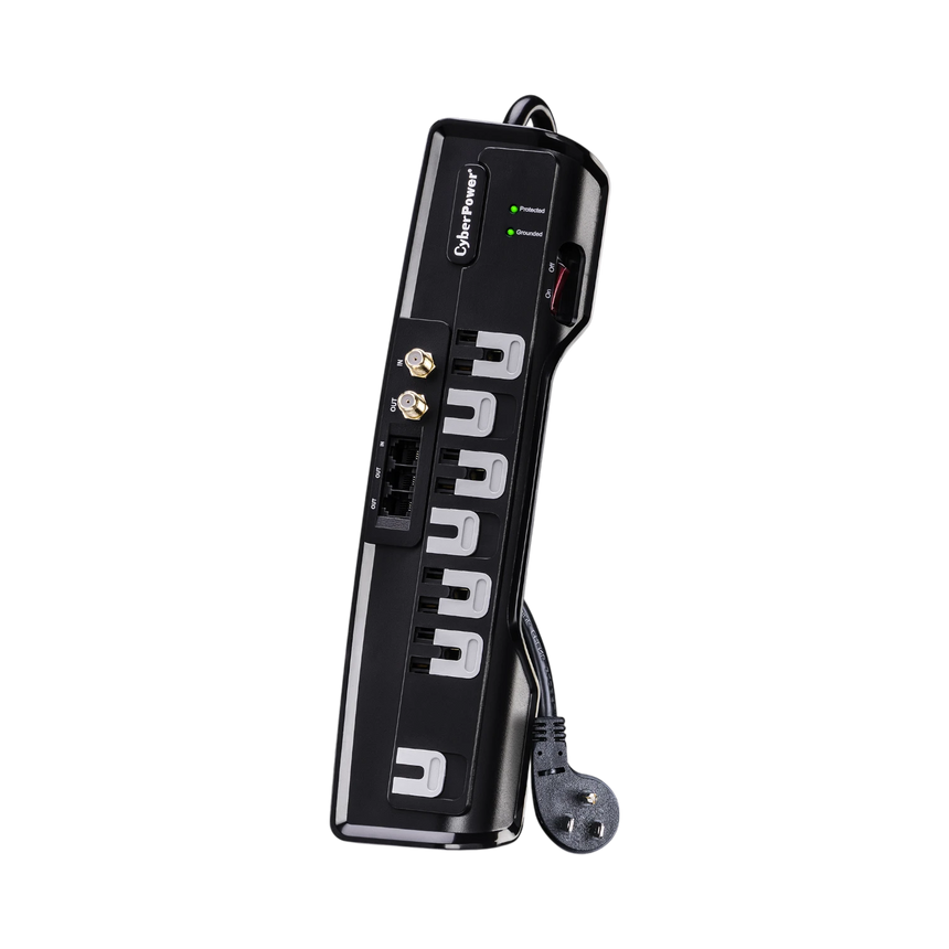 CyberPower CSHT706TC Home Theater Surge Protector + TEL Protection, 1950J/125V, 7 Outlets, 6ft Power Cord — Being Shipped