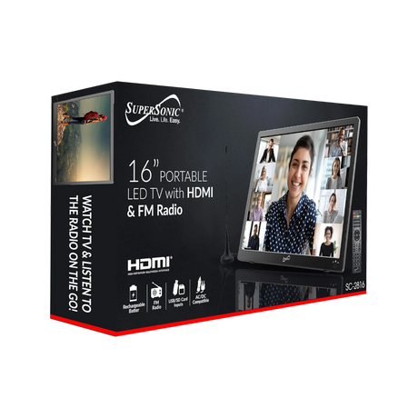 SuperSonic SC-2816 Portable 16" Widescreen LED TV — Being Shipped