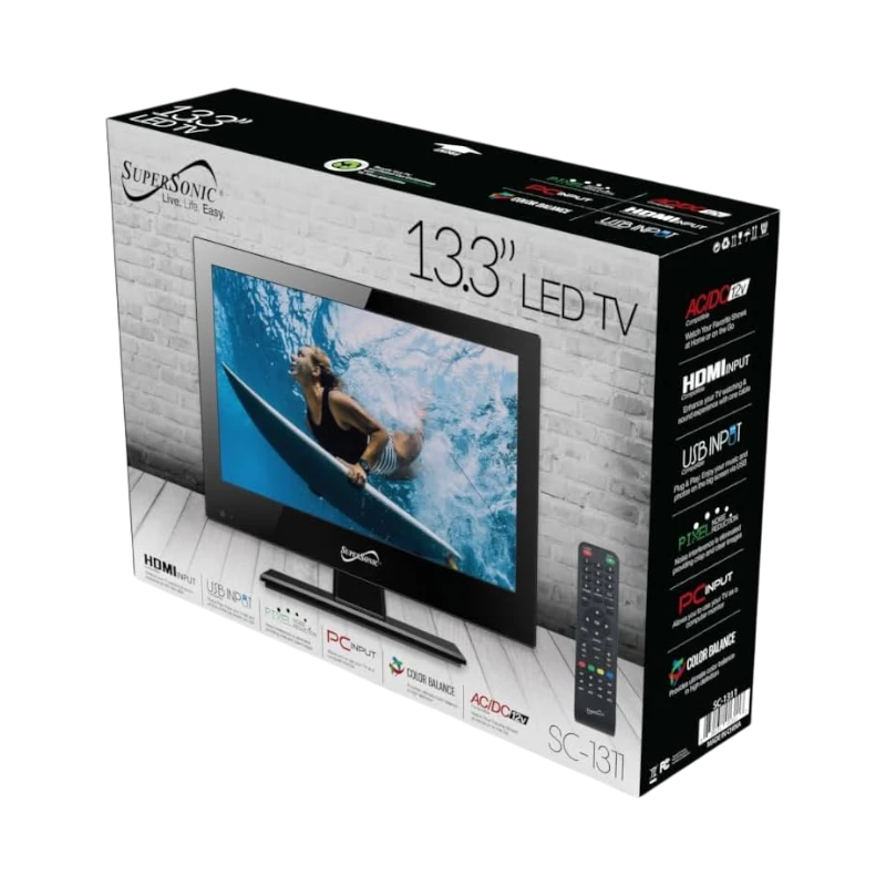 SuperSonic SC-1311 13.3" 1080p LED Widescreen HDTV with HDMI Input — Being Shipped