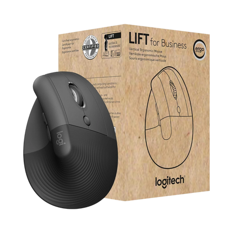 Logitech Lift Vertical Ergonomic Wireless Mouse for Business (Graphite) — Being Shipped