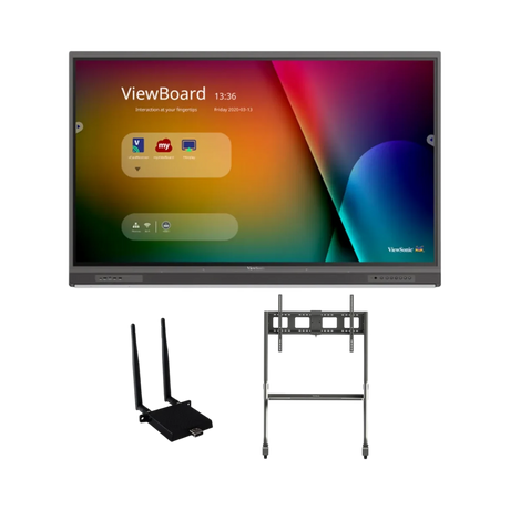 ViewSonic IFP6552-1C-E4 65" UHD 4K ViewBoard Interactive Flat Panel Bundle with Wi-Fi Module & Mobile Cart — Being Shipped